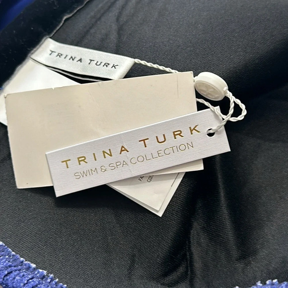 Trina Turk Ultramarine Rainbow Swirl Textured Bandeau Bikini Top Size 16W NWT - Picture 8 of 8